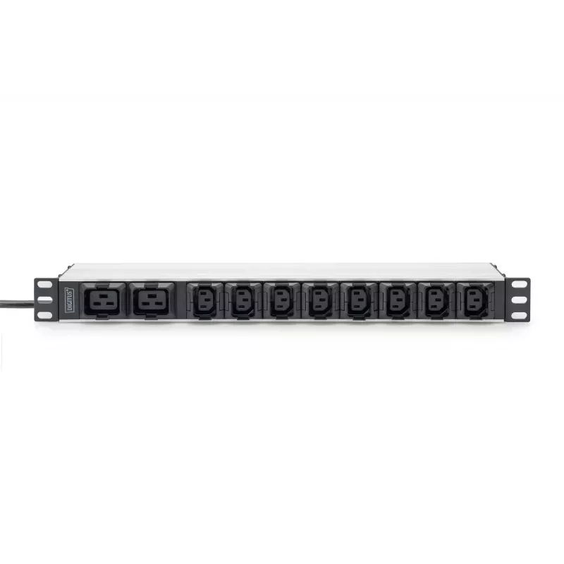 DIGITUS 1U aliuminio PDU lizdų blokas 8x C13 2xC19 16A 230VAC 50/60Hz IEC C20 kištukas