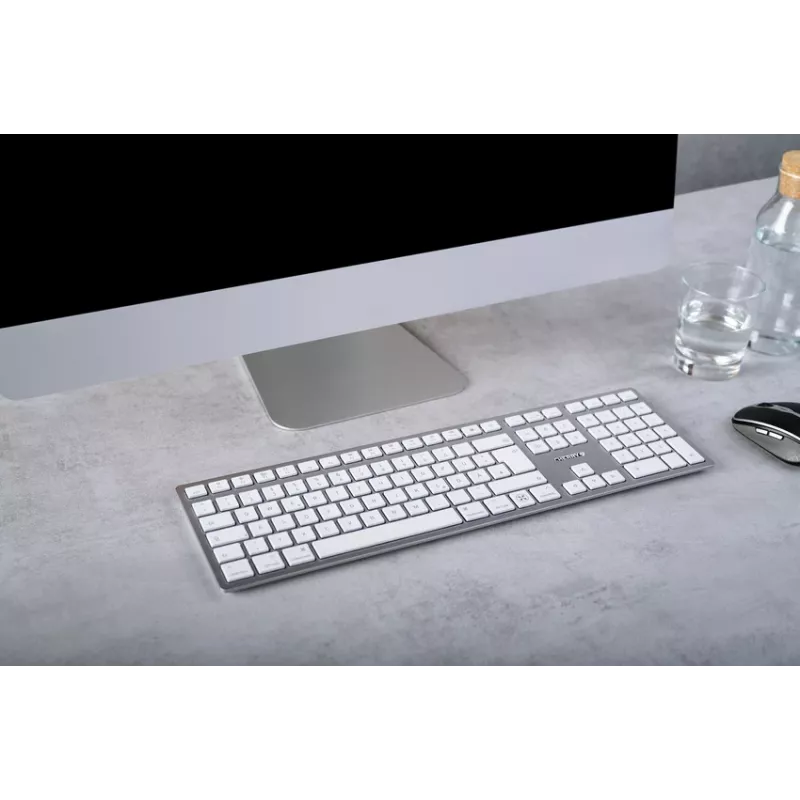 Belaidė klaviatūra CHERRY KW 9100 SLIM FOR MAC, USB + Bluetooth, QWERTZ vokiškas išdėstymas, sidabrinė