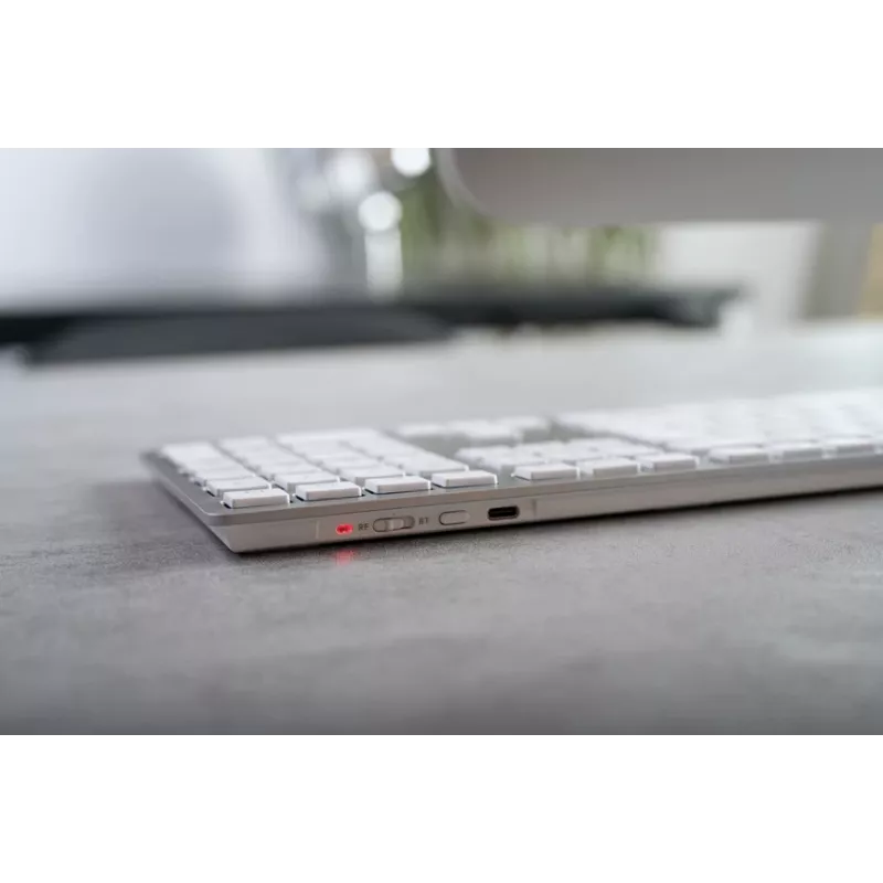 Belaidė klaviatūra CHERRY KW 9100 SLIM FOR MAC, USB + Bluetooth, QWERTZ vokiškas išdėstymas, sidabrinė