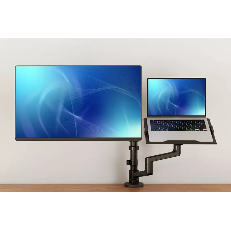 Neomounts DS20-425BL2 monitoriaus rankena su nešiojamojo kompiuterio laikikliu 17-27 colių - erdvę taupanti