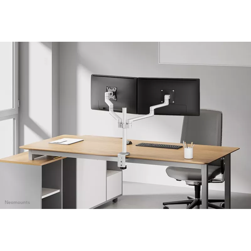 Neomounts DS60-425WH2 monitorių laikiklis dviems ekranams 17-27 colių – taupo vietą