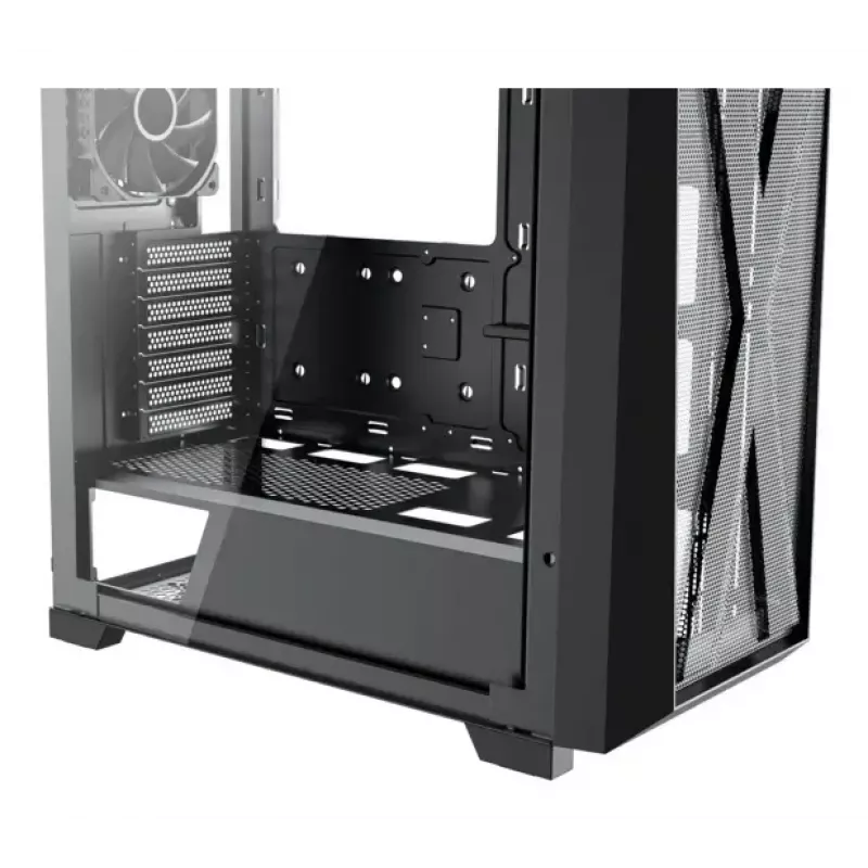 PC Midi Tower korpusas XILENCE XG151 — juodas, ATX/Micro-ATX/Mini-ITX, maitinimo šaltinis apačioje, 2x 3,5 colio + 4x 2,5 colio vietos