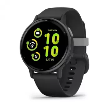 Išmanusis laikrodis GARMIN Vivoactive 5 juodas — 42 mm korpusas, AMOLED 1,2 colio, GPS/GLONASS/Galileo, 5 ATM, širdies ritmo jutiklis, SpO2, 11 dienų baterija