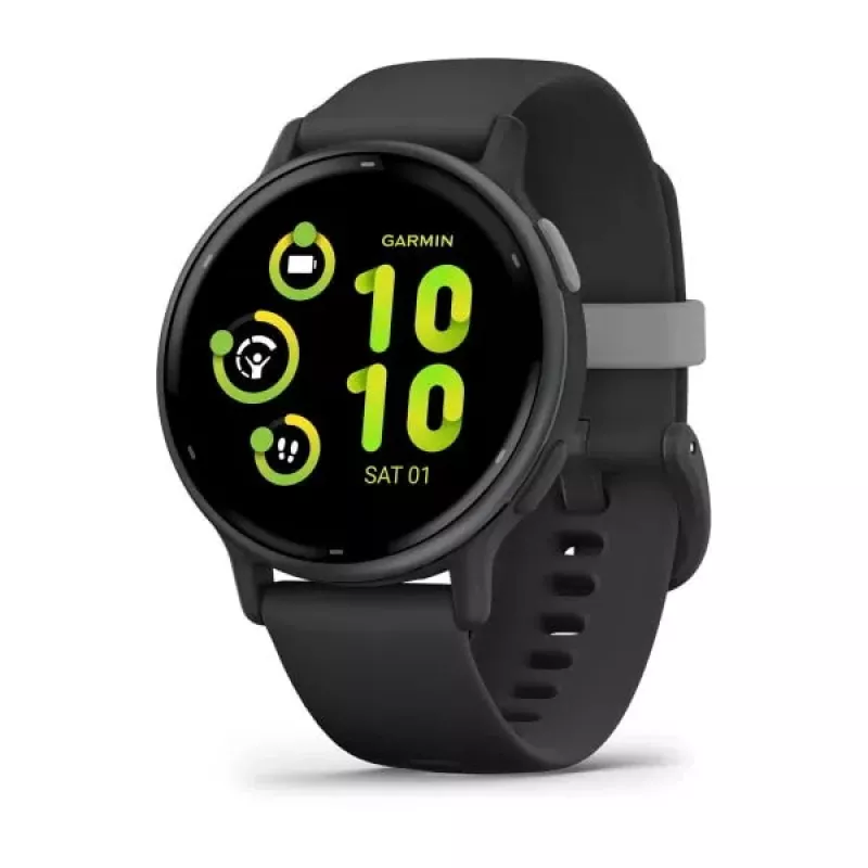 Išmanusis laikrodis GARMIN Vivoactive 5 juodas — 42 mm korpusas, AMOLED 1,2 colio, GPS/GLONASS/Galileo, 5 ATM, širdies ritmo jutiklis, SpO2, 11 dienų baterija