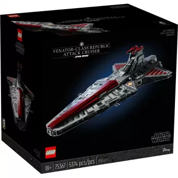 LEGO Star Wars Respublikos Venator klasės puolamasis kreiseris 75367 — konstravimo rinkinys, 5374 dalių, 320×1090×540 mm, 2 minifigūrėlės, 18+