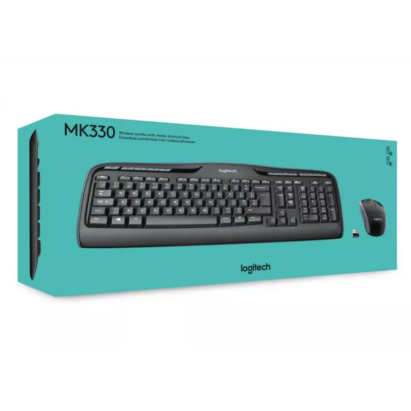 LOGITECH Wireless Combo MK330 - tarptautinė QWERTY išdėstymo klaviatūra ir pelė