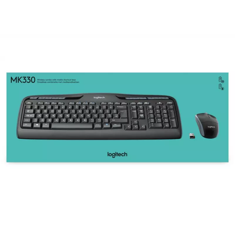 LOGITECH Wireless Combo MK330 - tarptautinė QWERTY išdėstymo klaviatūra ir pelė