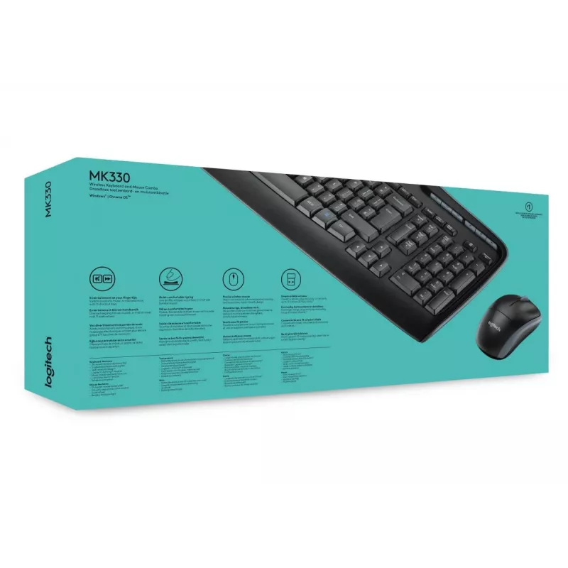 LOGITECH Wireless Combo MK330 - tarptautinė QWERTY išdėstymo klaviatūra ir pelė