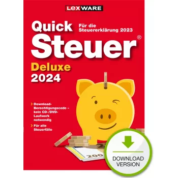 Lexware QuickSteuer Deluxe 2024 mokesčių deklaravimo programa, 1 licencija, 1 metai