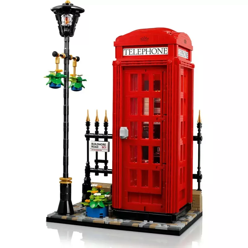 Statybinis žaislas LEGO Raudona Londono telefono būdelė 21347 – modulinis kolekcinis rinkinys, 1460 dalių, 18+