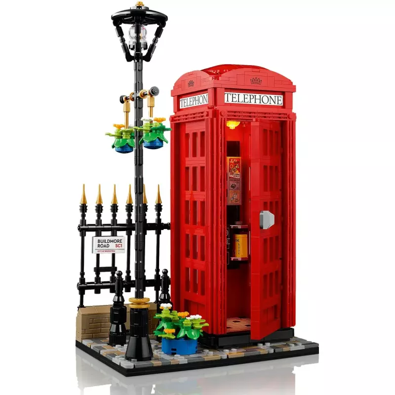 Statybinis žaislas LEGO Raudona Londono telefono būdelė 21347 – modulinis kolekcinis rinkinys, 1460 dalių, 18+