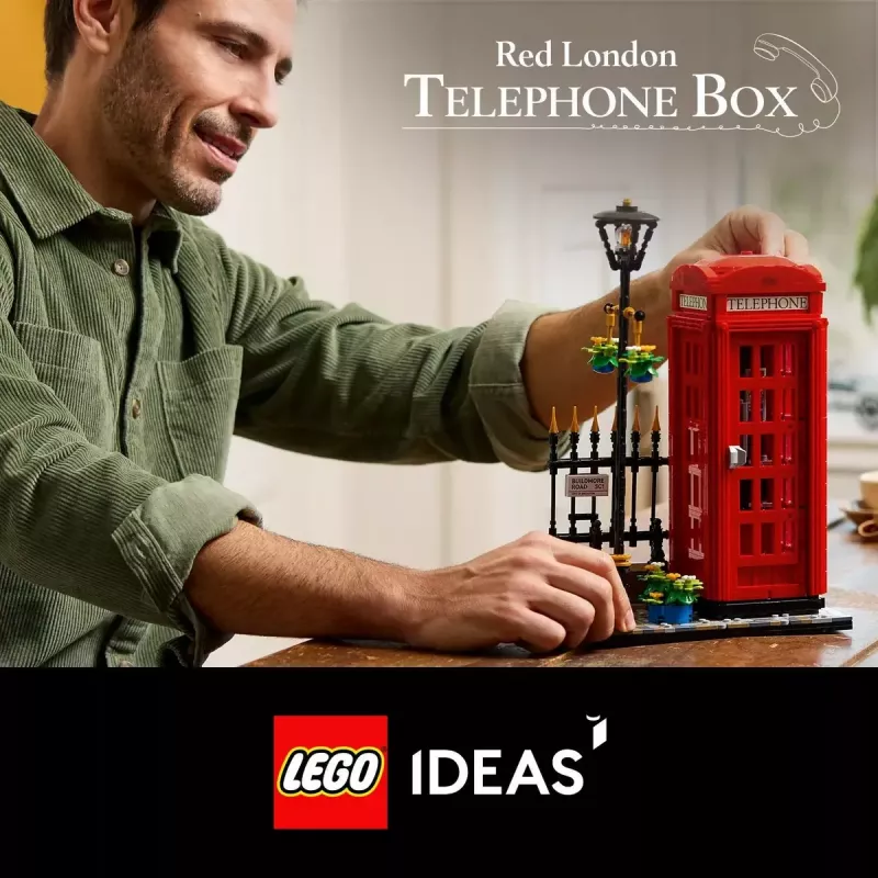 Statybinis žaislas LEGO Raudona Londono telefono būdelė 21347 – modulinis kolekcinis rinkinys, 1460 dalių, 18+