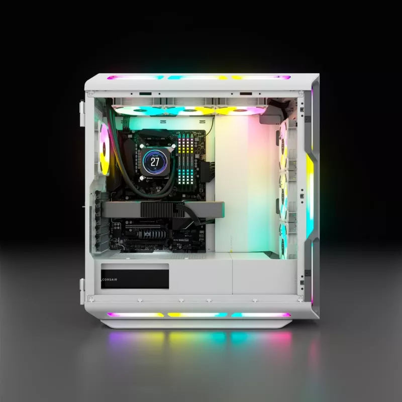 CORSAIR Icue 5000t RGB vidutinis bokštas ATX kompiuterio korpusas – baltas, grūdintas stiklas