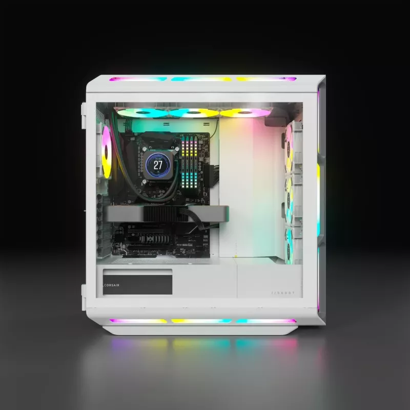 CORSAIR Icue 5000t RGB vidutinis bokštas ATX kompiuterio korpusas – baltas, grūdintas stiklas