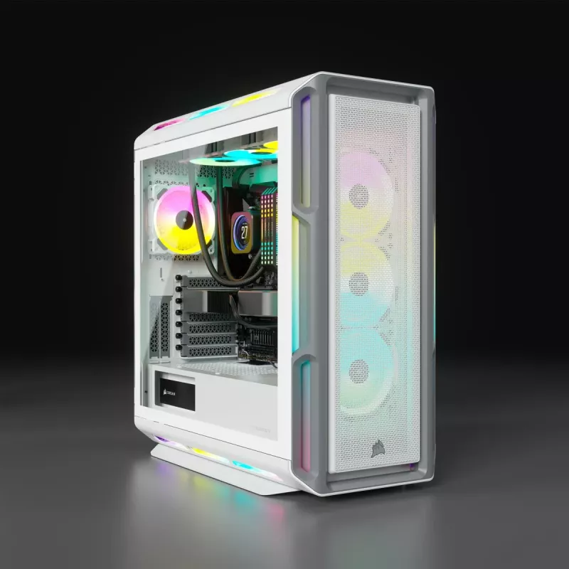 CORSAIR Icue 5000t RGB vidutinis bokštas ATX kompiuterio korpusas – baltas, grūdintas stiklas