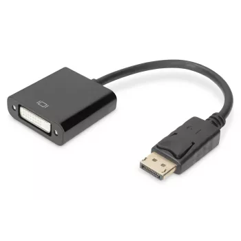 DIGITUS ASSMANN DisplayPort adapterio laidas, DP - DVI (24+5) M/F, 15cm su užraktu, DP 1.2 suderinamas, CE juodas