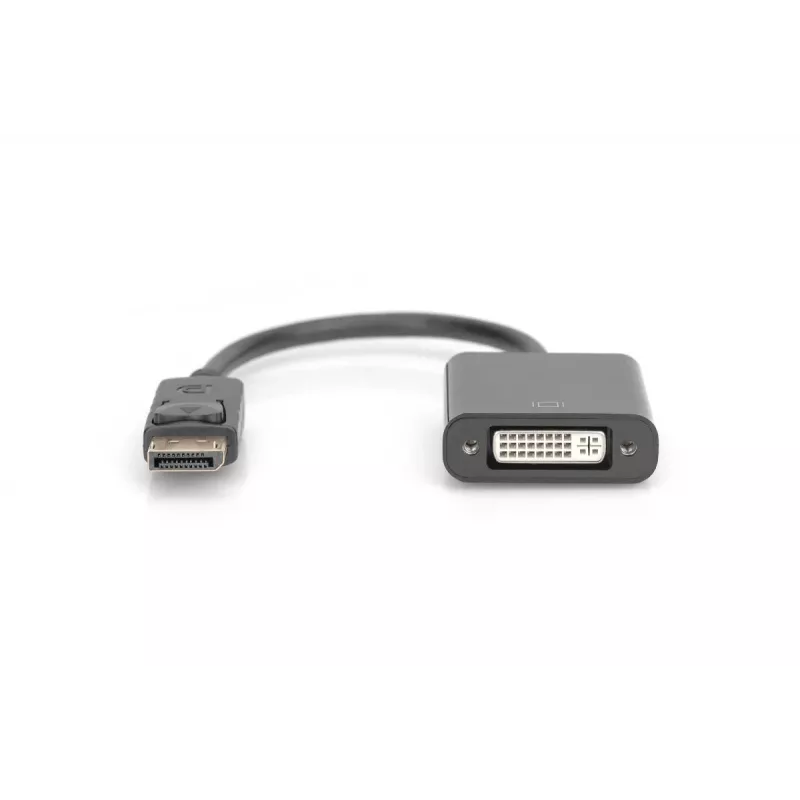 DIGITUS ASSMANN DisplayPort adapterio laidas, DP - DVI (24+5) M/F, 15cm su užraktu, DP 1.2 suderinamas, CE juodas