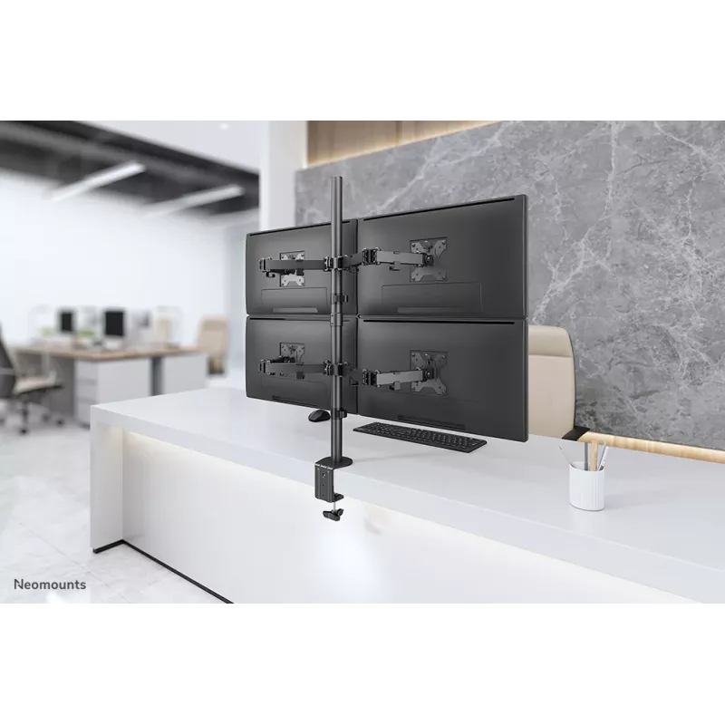 Neomounts FPMA-D550D4BLACK monitoro laikiklis 13-32 colių, spaustuvas/gręžimo anga, 6 kg, 33 cm (13 col.), 81,3 cm (32 col.), 100 x 100 mm, juodas