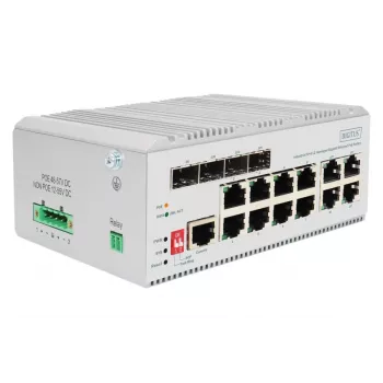 DIGITUS DN-651139 pramoninis gigabitinis PoE tinklo jungiklis – 8 prievadai, L2 valdomas, 4 SFP