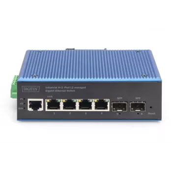 DIGITUS Pramoninis 4+2 prievadų L2 valdomas Gigabit Ethernet jungiklis 4xGE RJ45 + 2 SFP prievadai