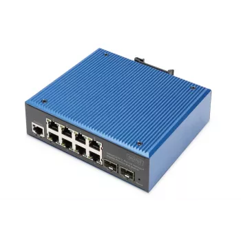 DIGITUS Industrial 8+2 prievadų Gigabit L2 valdomas Ethernet POE jungiklis 8xGE RJ45 + 2 SFP prievadas IEEE802.3at (30W)