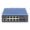 DIGITUS Industrial 8+2 prievadų Gigabit L2 valdomas Ethernet POE jungiklis 8xGE RJ45 + 2 SFP prievadas IEEE802.3at (30W)