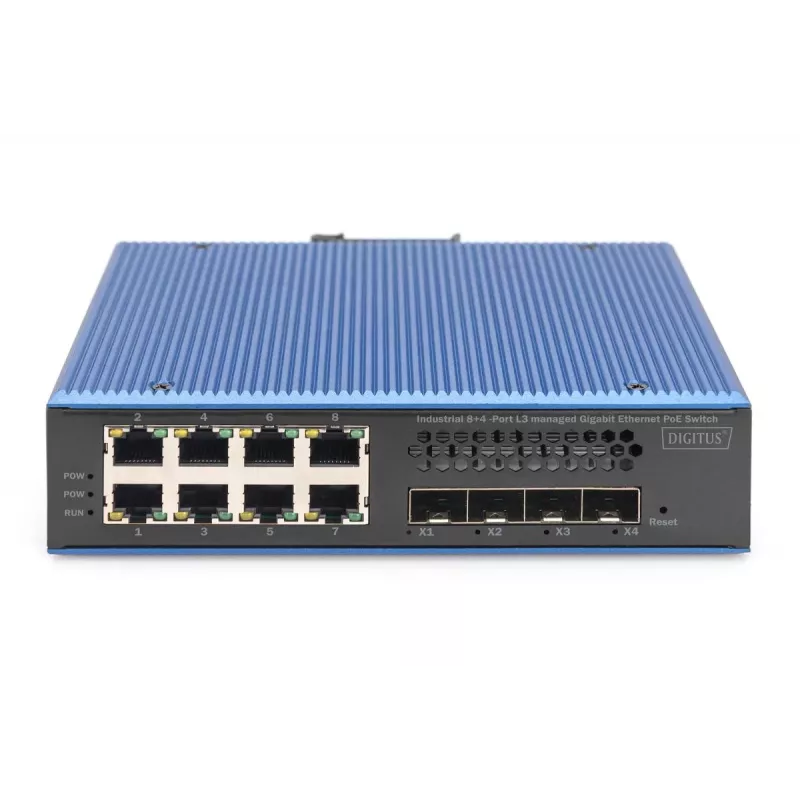 Digitus DN-651161 pramoninis L3 valdomas Gigabit PoE komutatorius, 8+4 10G prievadai
