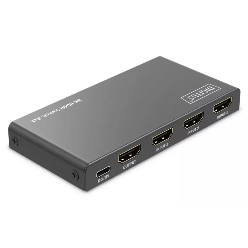 DIGITUS 3x1 HDMI jungiklis, 8K/60Hz (4:4:4), HDR, HDCP 2.3