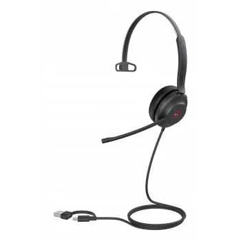 Yealink UH37 Mono Teams USB-C/A ausinės, laidinės, 20–20000 Hz, biurui / skambučių centrui, 96,5 g, juodos