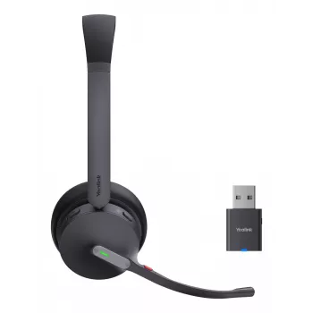 Yealink WH64 Hybrid Dual UC belaidė ausinė ant galvos, skirta biurui ir skambučių centrams, Micro-USB, juoda