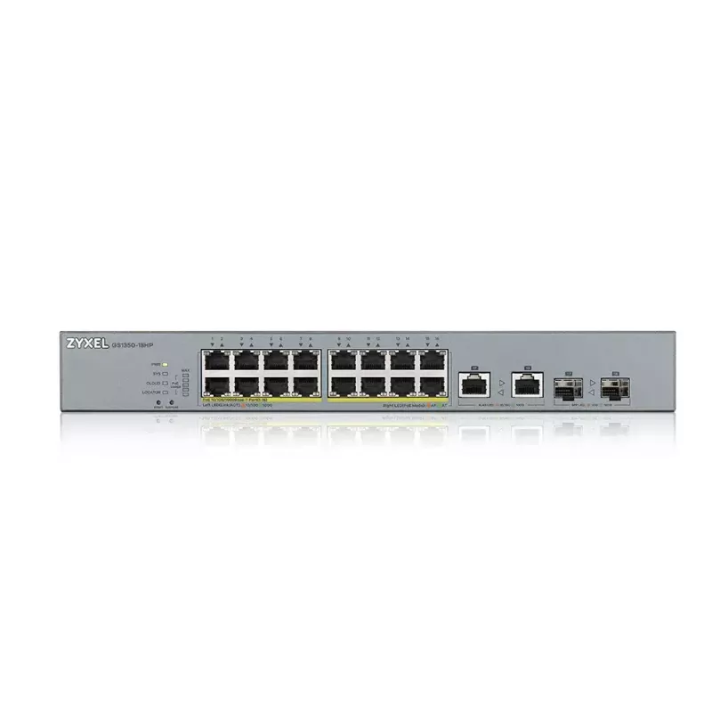Zyxel GS1350-18HP-EU0101F valdomas L2 tinklo jungiklis Gigabit Ethernet (10/100/1000) su PoE, pilka spalva