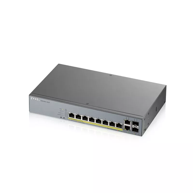 Zyxel GS1350-12HP-EU0101F valdomas L2 tinklo jungiklis Gigabit Ethernet (10/100/1000) su PoE, pilka
