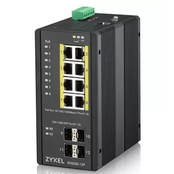 Zyxel RGS200-12P valdomas L2 Gigabit Ethernet PoE jungiklis, juodas