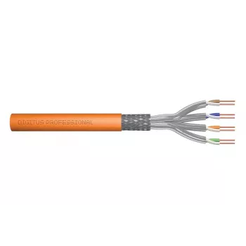 DIGITUS montavimo kabelis - Cat 7 - S/FTP - AWG 23/1 - viengyslis - 50 m - Oranžinė - 1200 MHz Dca (EN 50575), kartoninė dėžutė