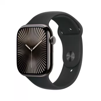 APPLE Watch Series 10 GPS + Cellular 46 mm titano korpusas su juodu sportiniu dirželiu (M/L)