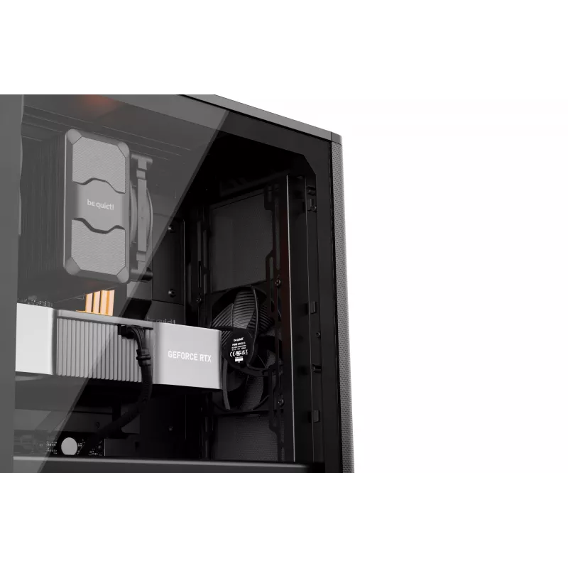Korpusas bequiet! PURE BASE 501 Airflow Window MIDI bokštas — ATX, grūdintas stiklas, 3x140/240mm palaikymas, 2x3,5 colio + 5x2,5 colio, USB-A x2, USB-C x1
