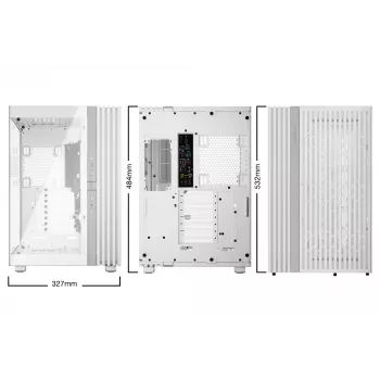 PC korpusas be quiet! LIGHT BASE 900 DX White Full Tower – ATX/EATX, stiklinis šonas, RGB, GPU iki 495 mm, aušintuvas iki 190 mm