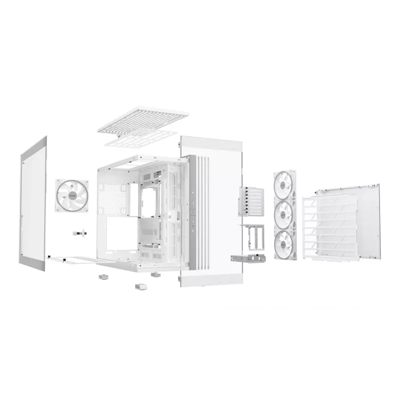 PC korpusas be quiet! LIGHT BASE 900 DX White Full Tower – ATX/EATX, stiklinis šonas, RGB, GPU iki 495 mm, aušintuvas iki 190 mm