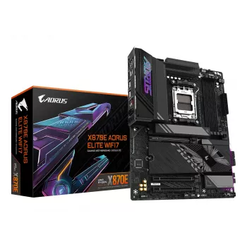 Motininė plokštė GIGABYTE X870E AORUS ELITE WIFI7 ATX, AMD X870E, Socket AM5, DDR5, 4x DIMM, Wi‑Fi 7, 2.5Gb LAN