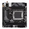GIGABYTE B650I AX pagrindinė plokštė – AMD Ryzen 9000 serijos procesoriams, 5+2+1 fazių VRM, iki 6400 MHz DDR5 (OC), 1xPCIe 4.0 M.2, 2,5GbE LAN, Wi-Fi 6E, USB 3.2 Gen 2