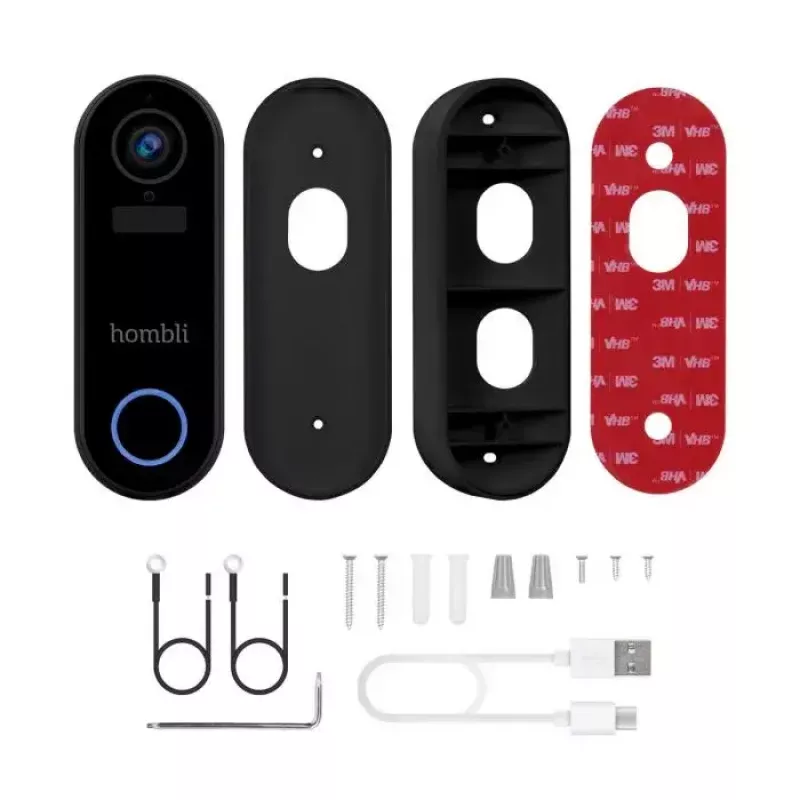 Išmanusis durų skambutis Hombli Pack juodas/baltas IP65 belaidis 1080p