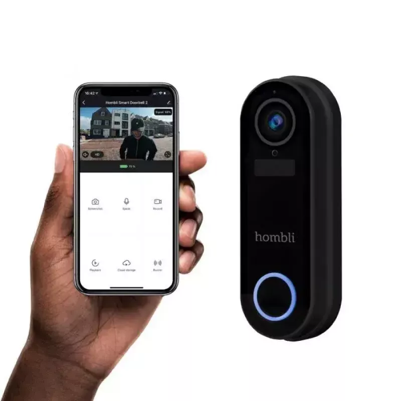 Išmanusis durų skambutis Hombli Pack juodas/baltas IP65 belaidis 1080p