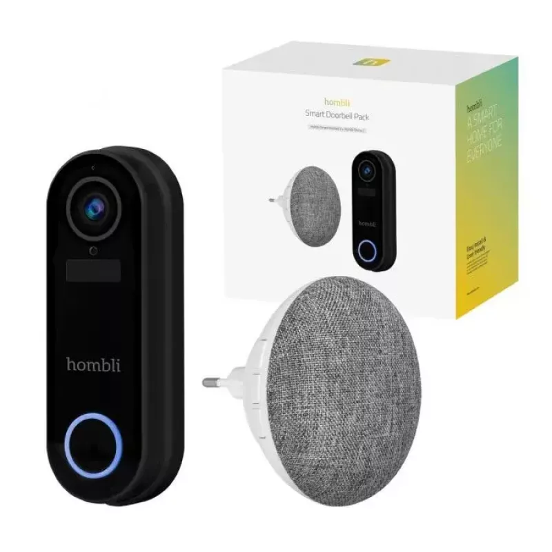 Išmanusis durų skambutis Hombli Pack juodas/baltas IP65 belaidis 1080p