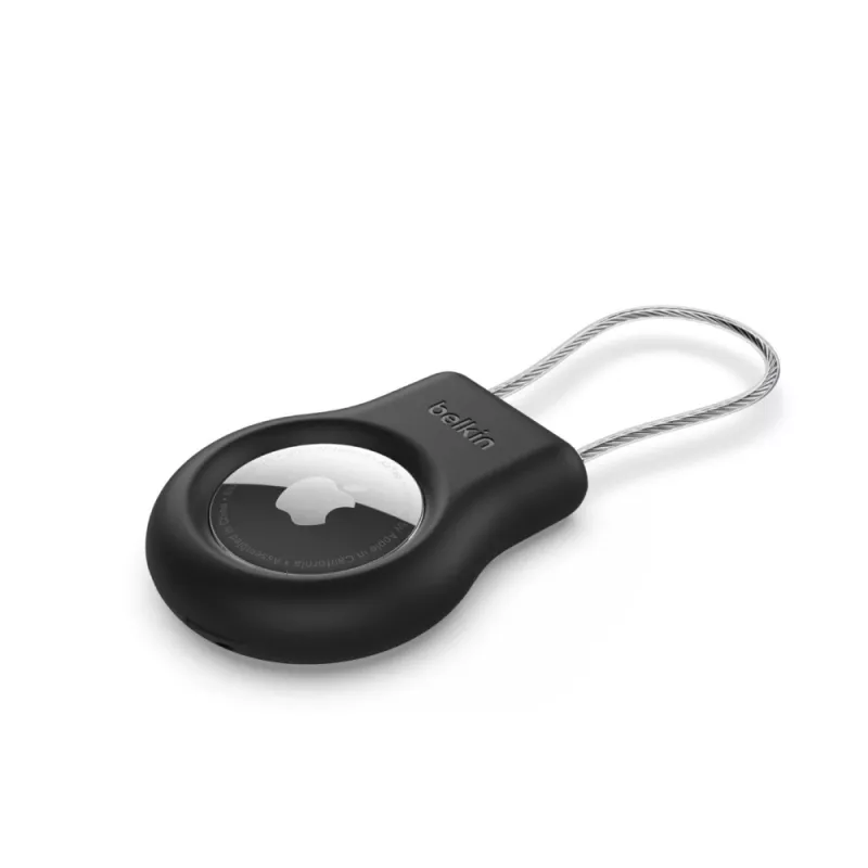 Belkin MSC009btBK juodas dėklas su pynimo vielos kabeliu AirTag, atsparus įbrėžimams