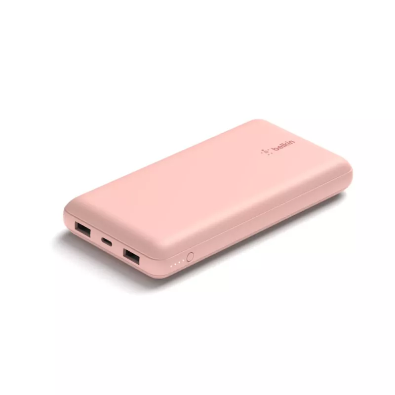 BELKIN Power Bank 20 000 mAh USB-A ir USB-C 15 W Rožinis