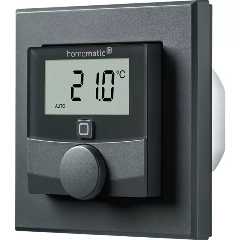 Sieninis termostatas HomeMatic HmIP-BWTH-A antracitas 230V – kambario temperatūros reguliatorius, maitinamas iš tinklo