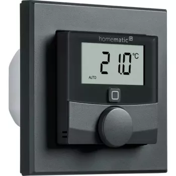 Sieninis termostatas HomeMatic HmIP-BWTH-A antracitas 230V – kambario temperatūros reguliatorius, maitinamas iš tinklo