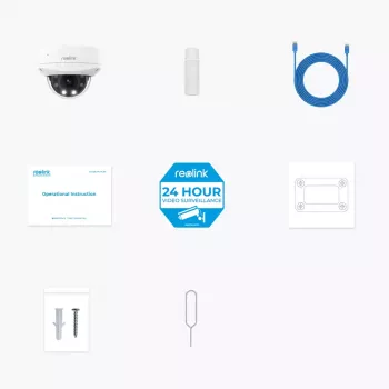 IP stebėjimo kamera Reolink P437 4K kupolinė, 8 MP 3840x2160, 5x optinis priartinimas, PoE (IEEE 802.3af), IK10, IP67, MicroSD iki 256 GB