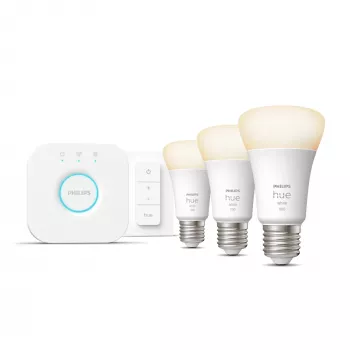 Philips Hue White Starter kit: 3 išmaniosios E27 lemputės (1100 liumenų) + reguliatorius