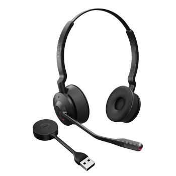 Jabra Engage 55 SE - USB-A UC Stereo, belaidė ausinė, 40–16000 Hz, biurui/skambučių centrui, 83 g, juoda